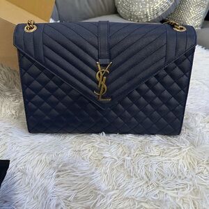 Yves Saint Laurent Dark Blue Quilted Shoulder Bag